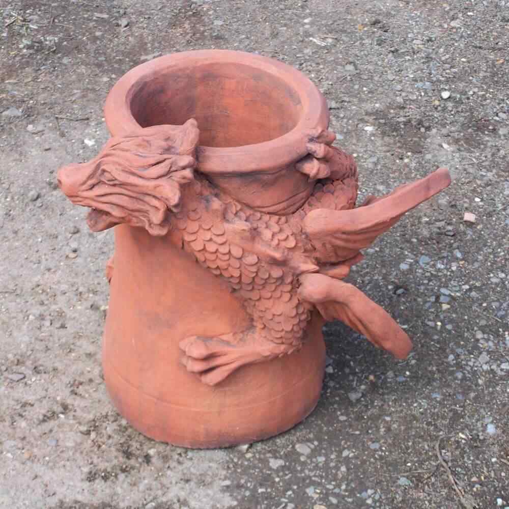 terracotta dragon chimney pot planter