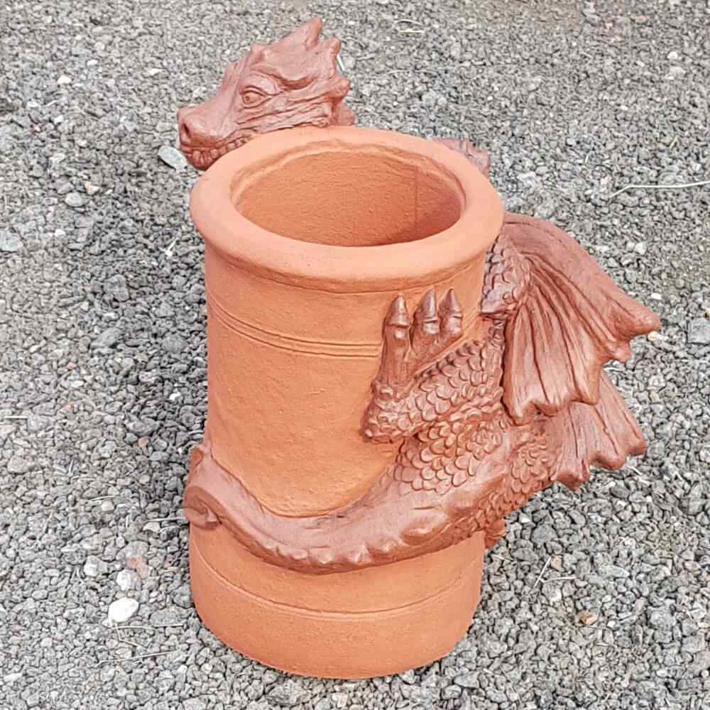 two colour dragon chimney pot terracotta